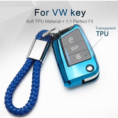 2018 NEW TPU Car Key Cover Case For Volkswagen Vw Golf 4 5 6 7 R Gti Mk7 Tiguan Scirocco UP Polo CC Key Ring Shell Accessories