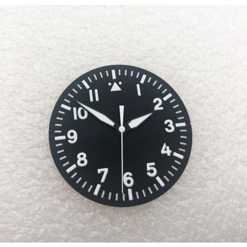 35.5mm Sterile Men Watch Dial Hands Set Black With White Fit Miyota 8205/8215 DG 2813 ,3804 Automatic Movement Super Luminous