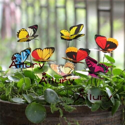 50pcs random colorful home flowerpot decoration 3D simulation butterfilies,7cm butterfly Yard,Garden Decoration.Lawn Ornaments