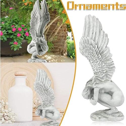 Angel Redemption Statue Decor Resin Angel Religious Garden Statue Sad Angel Handicraft Decoration