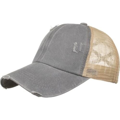 Dad Hat Criss Cross Ponytail Baseball Cap Washed Distressed Cotton Denim High Ponytail Hat Adjustable Baseball Cap