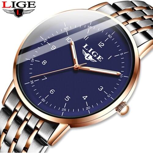 Reloj Hombre 2020 New LIGE Sport Luminous Waterproof Quartz Watches Mens Stainless Steel Military Diving Watch For Men With Box