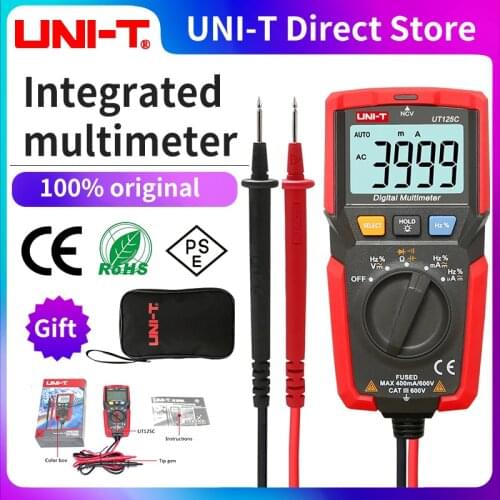 UNI-T UT125C Pocket Digital Multimeter Resistance Capacitance Frequency Diode NCV Test Low Voltage Display Meter Line Integrated