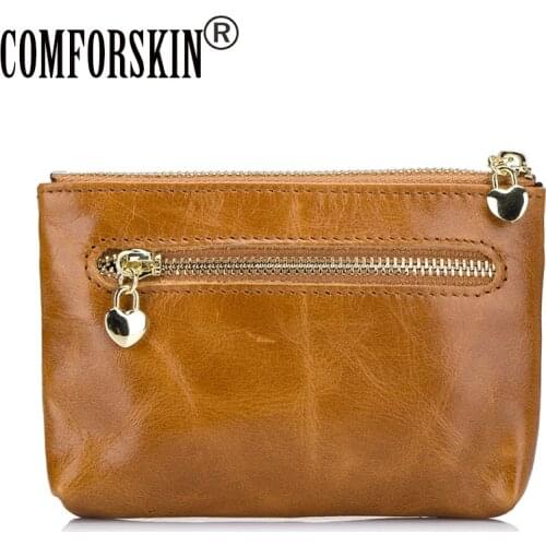 COMFORSKIN Multi-function European and American Key Wallet 2018 Guaranteed Premium Genuine Oil Waxing Leather Simple Coin Purse