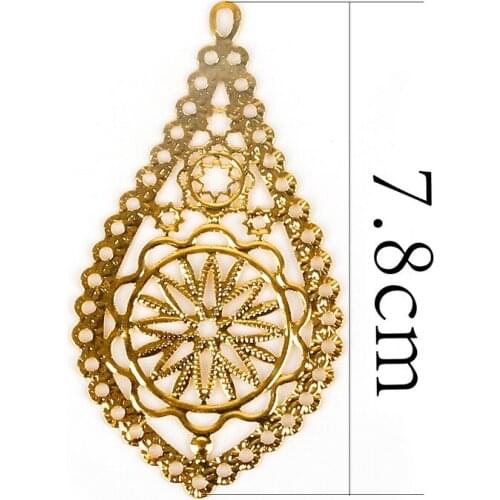 DIY Earring Crafts Connectors 4pcs/Lot Gold/Rhodium Pendant Metal Hollow Flower Iron Charms For Jewelry Findings Accessories