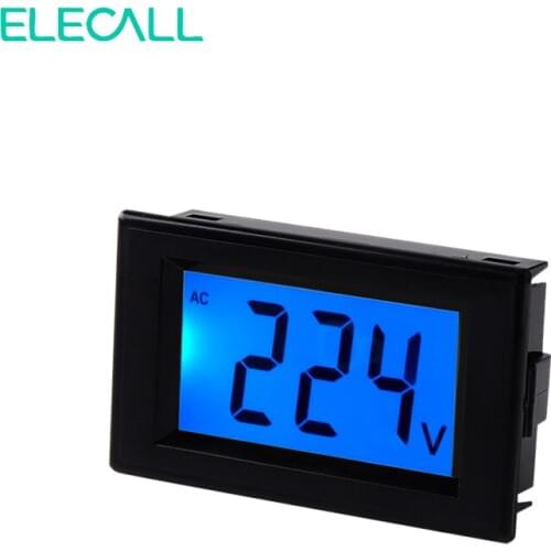 ELECALL Digital Voltmeter Voltage Panel Meter Mini Ammeter Panel Current Meter Tester With LED Display Black Case AC80-500V LCD