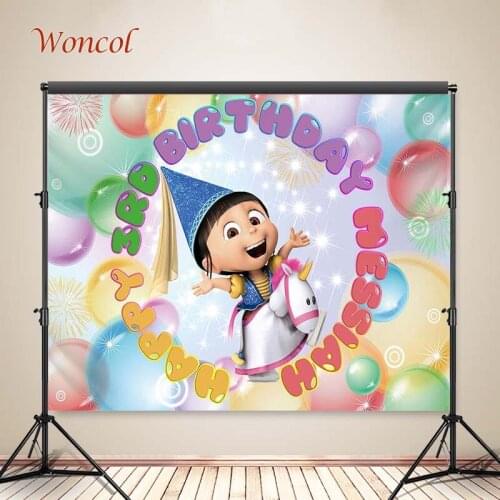 Woncol Agnes Photo Backgrounds Birthday Photography Backdrops Custom Cartoon Pink Decorative Poster Photo Props