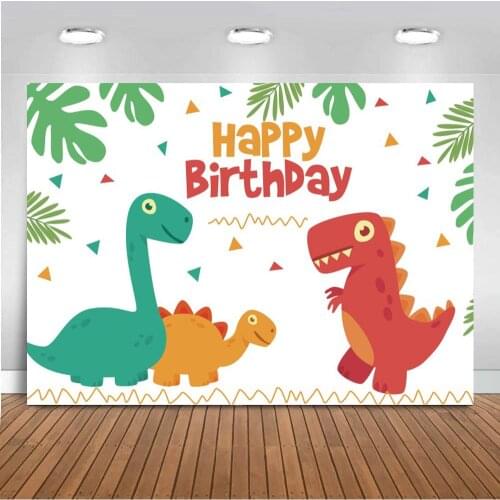 Backdrop For Photography Studio Green Plant Cute Cartoon Dinosaur Party Birthday Photo Background Vinyl Photophone