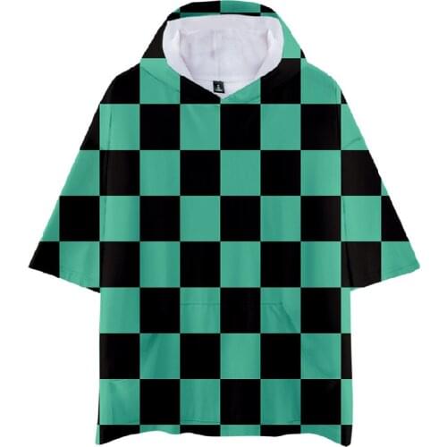 Demon Slayer Hooded T Shirts Men Women Summer Short Sleeve Hooded T-shirt Casual 3D Printed T Shirt