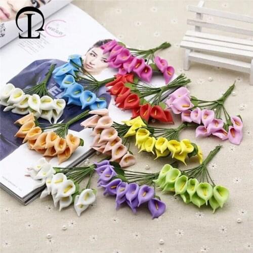 12pcs/lot artificial calla lily flowers bouquet 6 colors paper fake flowers artificial foam plants for garden home decoration