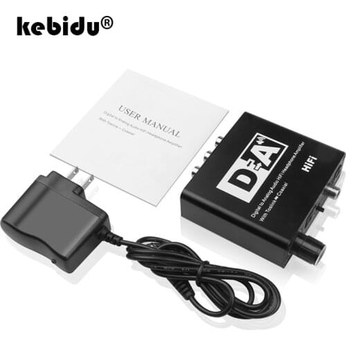 Kebidu Optical Digital Stereo Audio SPDIF Toslink Coaxial Signal To Analog Converter DAC 3.5MM Jack Amplifier Decoder Adapter