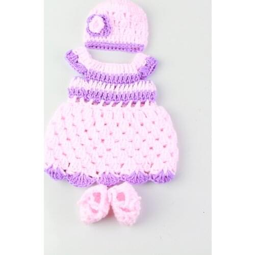 2 Pink Can Choose Woole Suit Fit 11'' Reborn Baby Doll Hat+Dress+Sock 3 pcs Doll Clothes As DIY Game Accessories Kids Xmas Gifts