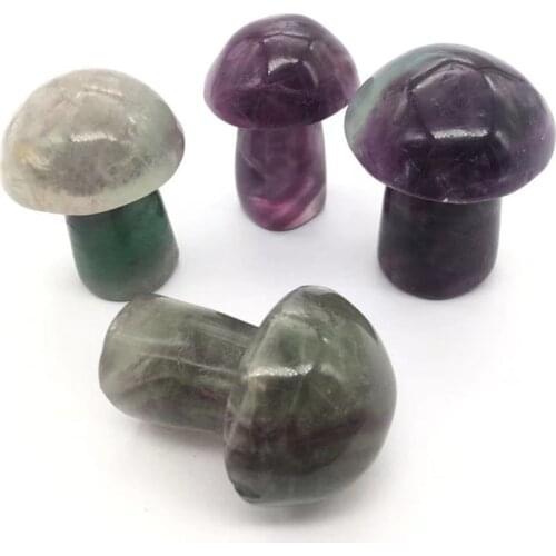 Colorful Fluorite Mushroom Natural Stones Quartz Crystals Carved Gemstones Healing Reiki Decoration