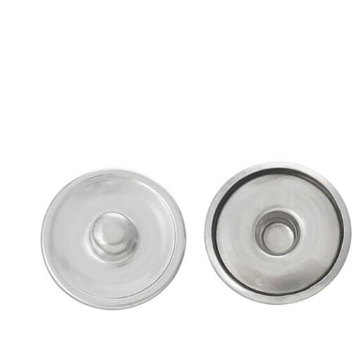 100pcs/lot Round Snap Press Buttons For Bracelet Necklace Jewelry Silver Button setting Blanks Fit 18mm Cabochon Charms