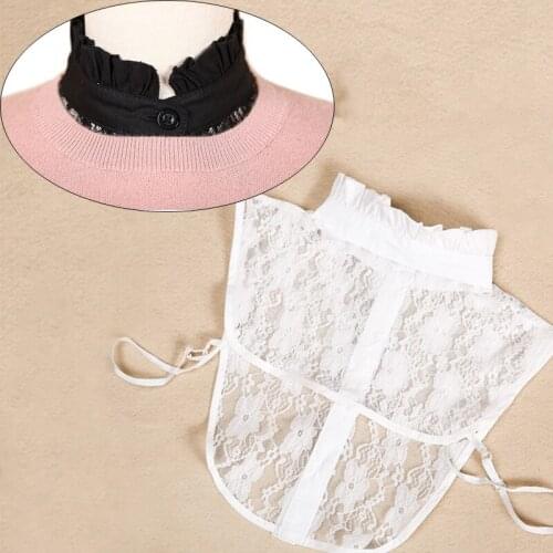 Women Lace Fake Collar Blouse Vintage Detachable Shirt Collar False Collar Lapel Blouse Female Clothes Accessories
