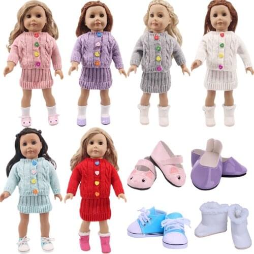 Doll Clothes Autumn Fashion Sweater Fit 18Inch American Elegant Doll &43cm Baby Doll Pink Red Colorful