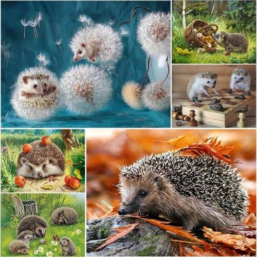 5D DIY Diamond Painting Animals Hedgehog Cross Stitch Kits Full Drill Square Embroidery Mosaic Art Picture of Home Decoration