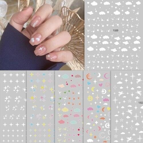 1 Pc Nail Stickers 3D Self Adhesive Cloud Star Nail Art Decals For Women Kids Girls Manicure Tips Nail Decoration Wraps Manicure