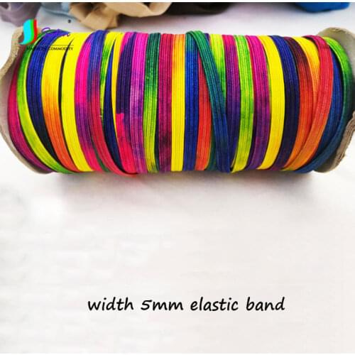 Cheap 10meter Width 5mm Gradient Color Elastic Band Garment Trousers Shoe rope Sew Accessory Decorate DIY Rainbow Elastic band