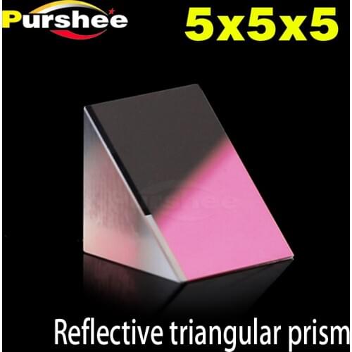 Optical glass triangular prism with reflecting film 5x5x5mm