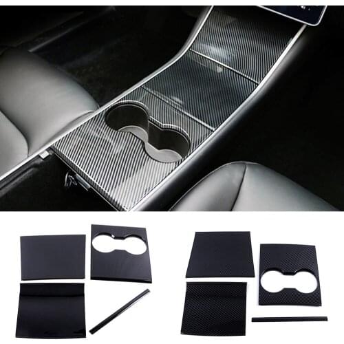 For Tesla Model 3 Gear Shift Panel Water Cup Holder Cover Trim Sticker ABS Auto Accessories