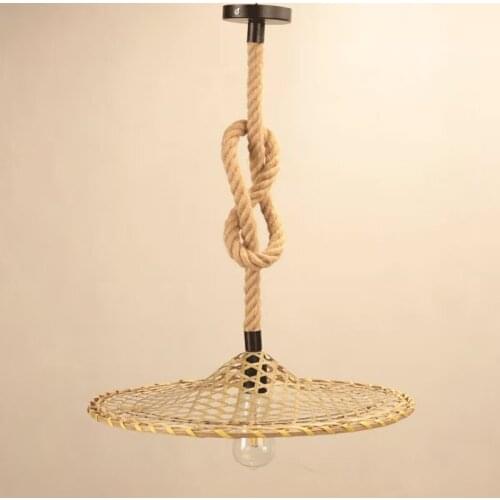 Pendant Light Hat straw hat chandelier hemp rope barbecue shop farmhouse homestay lamp creative modification 2PCS minimum order