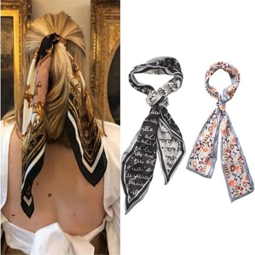 LIMARIO Bohemian Floral Spot Long Hair Scrunchies Hair Ribbon Elastic Hair Bands Hair Accessories Ponytail Hair Scarf For Women