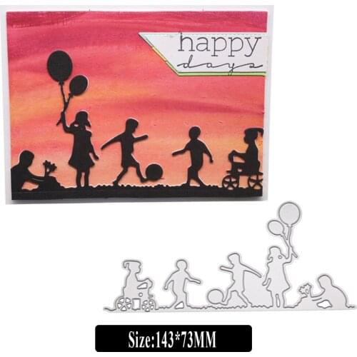 Happy Children Cutting Dies for Card Making, URYKE Die Cuts Stencil Metal Pattern Template for DIY Embossing Scrapbooking New