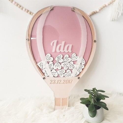 Custom hot air balloon communion birthday sign-memory Drop Box, Baptism Guest Book Alternative, Baby Shower Wishes drop box top