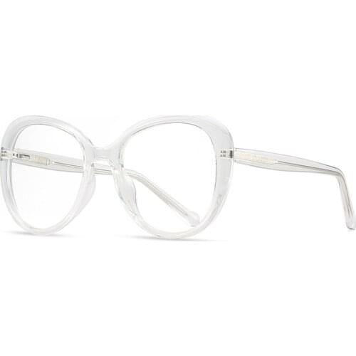 Womens Oversized Transparent Round Optical Frame Fashion Anti-blue Light Goggles Clear Lens TR90 Prescription Glasses Frame