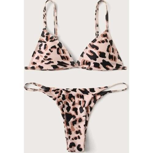 Women Swimsuit 2021 Leopard Print High Cut Two Pieces Bikini Set Swimwear Swimsuit Beachwear Bikini Sexy Bathing Suits Biquini