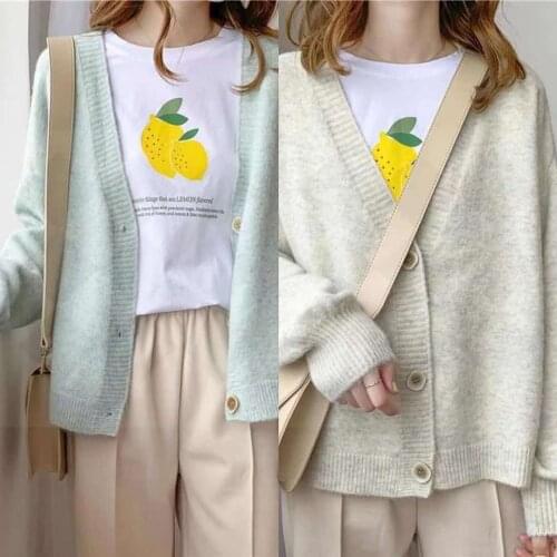 2021 Women Sweater Cardigan Winter Solid Cashmere Top Casual Cardigans Chic Korean Fashion Winter Knit Jacket