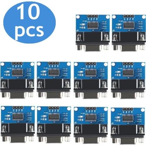 10pcs/lot MAX3232 RS232 To TTL Serial Port Converter Module Board DB9 Connector DIY Kit Electronic PCB Suitable For Arduino