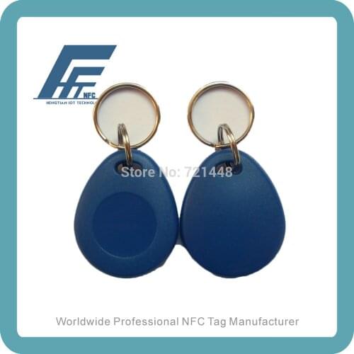 100pcs RFID keyfob tags Available For All NFC Phone Ntag213 Blue ABS Waterproof NFC Keyfobs