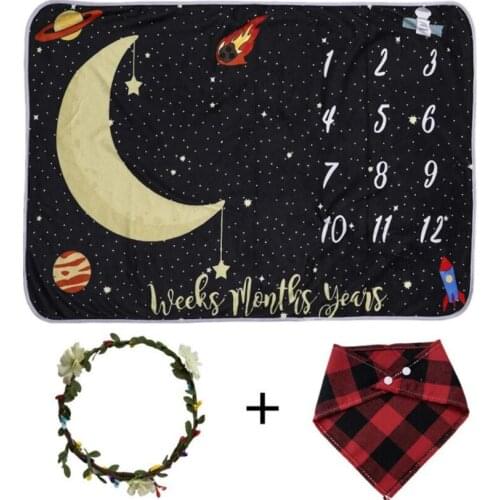 3PCS Newborn baby Monthly Growth Milestone Blanket photography props Background Cloth Commemorate Rug Girls Boy Shooting