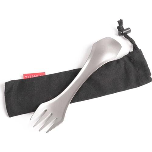 SUNDICK 3 in 1 Outdoor Camping Picnic Spoon Fork Titanium Spork Tableware Outdoor Tourist Kitchen Hiking Trekking Untensils