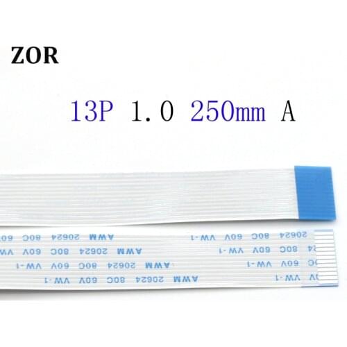 30pcs 13pin FFC FPC flat flexible cable 1.0mm pitch 13 pin A Forward Length 250mm Ribbon Flex Cable AWM 20624 80C 60V VW-1