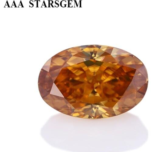 AAA Starsgem Champagne Color Oval Shape Crushed ice Cut 7x5mm-15x10mm Loose Moissanites Stone for Jewelry Making