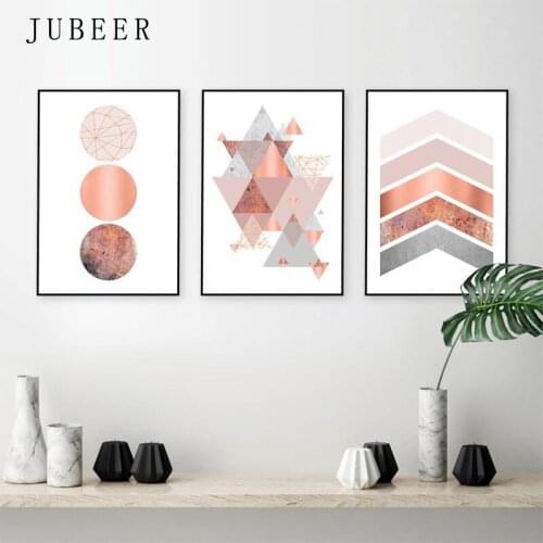 Abstract Geometric Canvas Painting Marble Wall Art Decorative Picture for Living Room Decoration Home Pink Posters and Prints