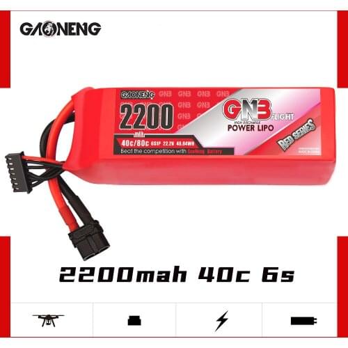 Gaoneng GNB 2200mAh 6S1P 22.2V 40C/80C Lipo Battery With XT60 Plug for FPV Racing Drone RC Quadcopter Helicopter Parts