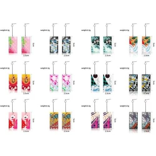 Anime Acrylic Drop Earrings Demon Slayer Kimetsu no Yaiba Blade of Ghost Earings For Women Men Cosplay Jewelry Accessories Gift