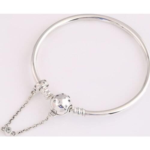 Authentic S925 True Uniqueness With Crystal Bracelet Bangle For Women fit Lady Bead Charm DIY Jewelry
