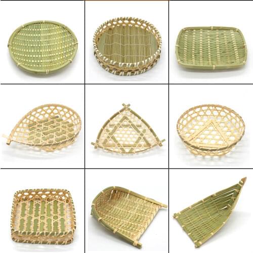 Handmade Bamboo Braided Plate Bamboo Sieve Round Snack Dish Fruit Basket Eco-friendly Bamboo Sieve Round Snack Dish Fruit Basket