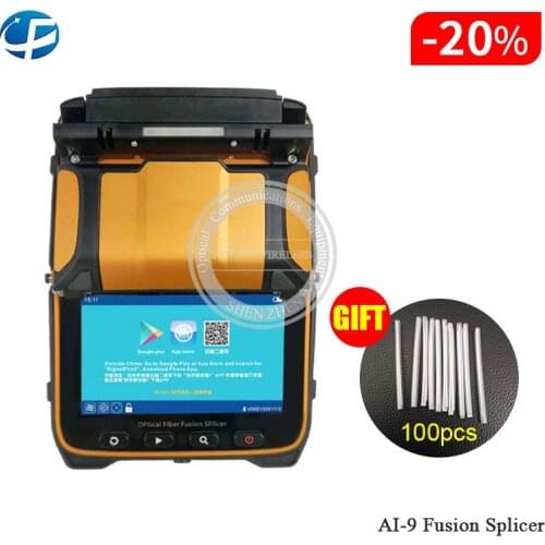 Free shipping AI-9 Built In VFL And Optical Power Meter Function Six Motors Optic Fiber Fusion Splicer, Splicing 5S Heating 15S