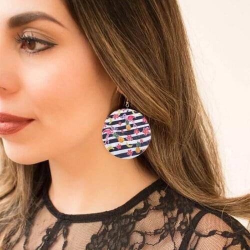 2020 Bohemian Large Wooded Round Earrings for Women Vintage Gold Minimalism Big Earrings Jewelry Spring Wood Earrings Wholesale