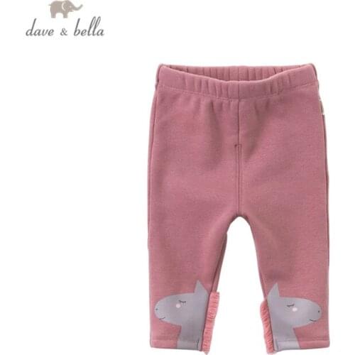 DBZ15307 dave bella winter baby girls pants baby fashion cartoon trousers children high quality trousers