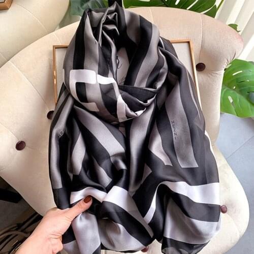 Design Print Women Scarf Silk Long Pashmina Shawl Lady Wrap Summer Spring Beach Stoles Foulard Female Bandana 2021 New