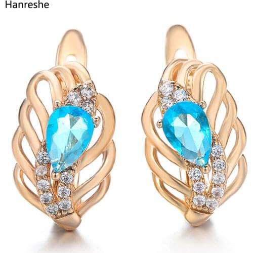 Hanreshe Exquisite Stud Earring Punk Jewelry Party Cute Red Green Blue Natural Zircon Crystal Earrings Copper Earring Women Gift