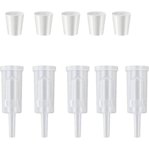 5 Pack Exhaust Seal Valve with Rubber Airlock Stopper Twin Airlock for Wine Making, Beer Brewing Glass Carboy Fermenter