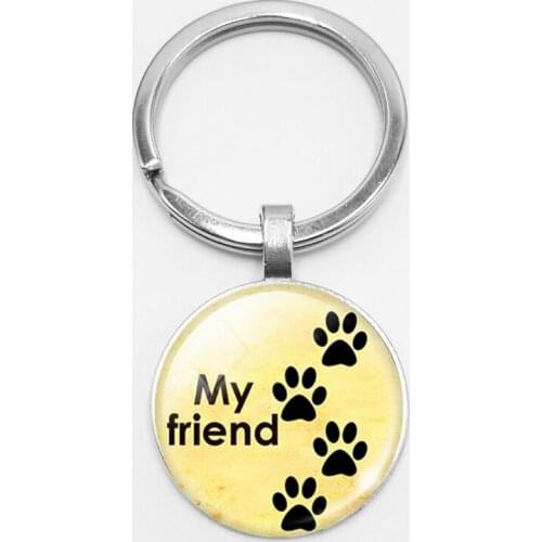 Fashion Pet Dog Footprints Fighting Dog Key Chain Car Key Hang Buckle Accessories Welcome To Map Custom